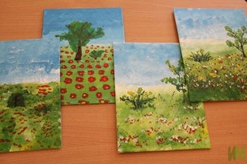 рисуем цветочное поле на холстах